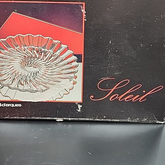 Crystal by Cristal D'arques France Soleil Dessert Plate 24% lead Crystal boxed 6 - Picture 2 of 8